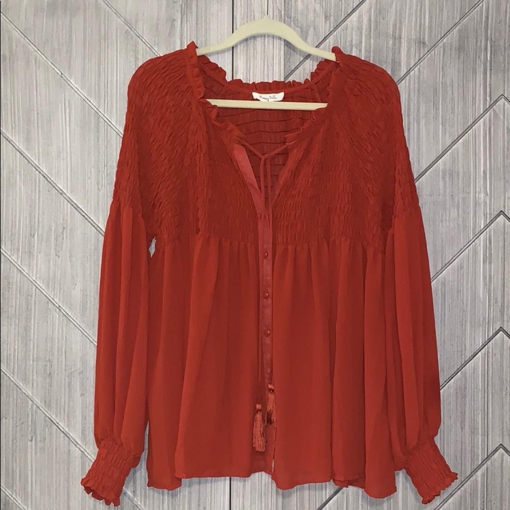 Rouched Orangey Red Top